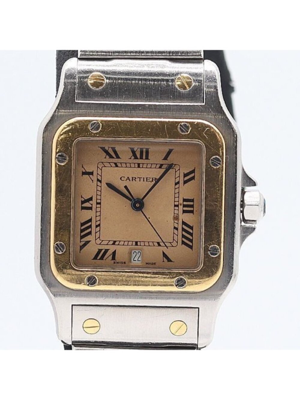 Cartier Santos Galbee LM YG SS Beige Dial Date Watch